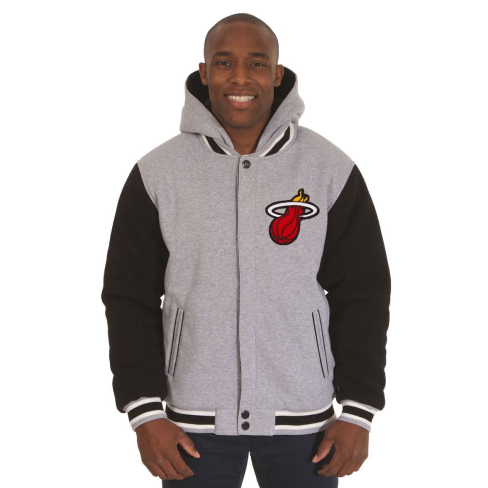 JH DESIGN Men's NBA Miami Heat Reversible Fleece Hooded Jacket S