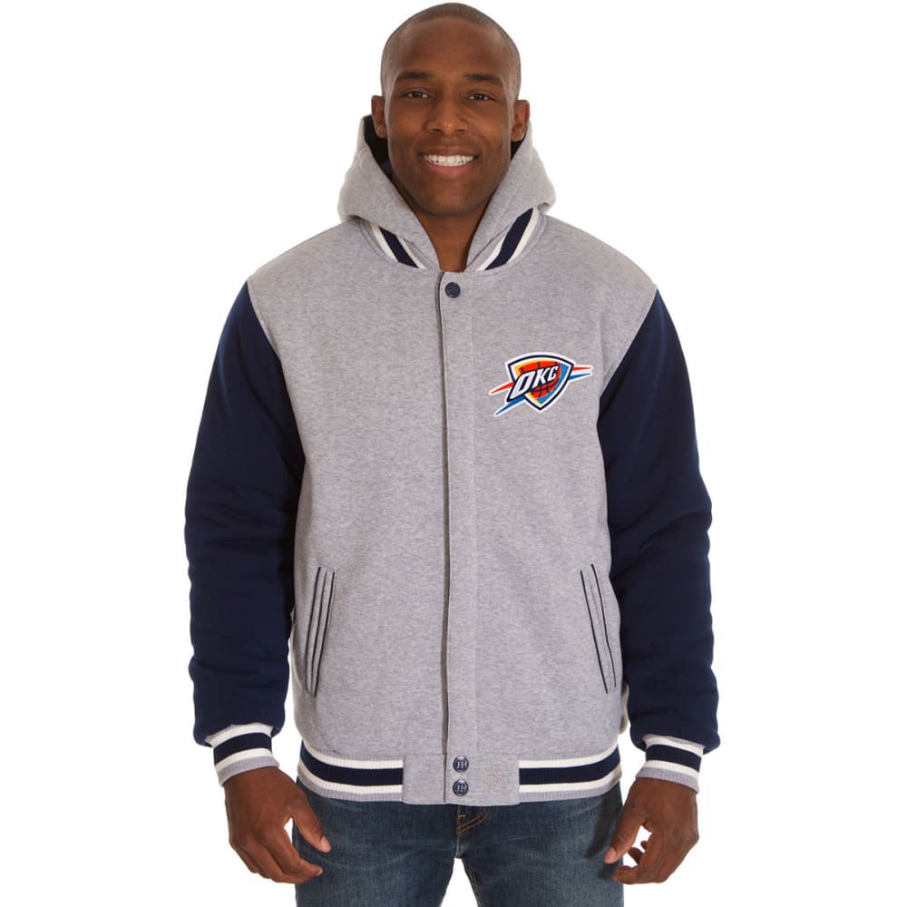 JH DESIGN Men's NBA Oklahoma City Thunder Reversible Fleece Hooded Jacket S