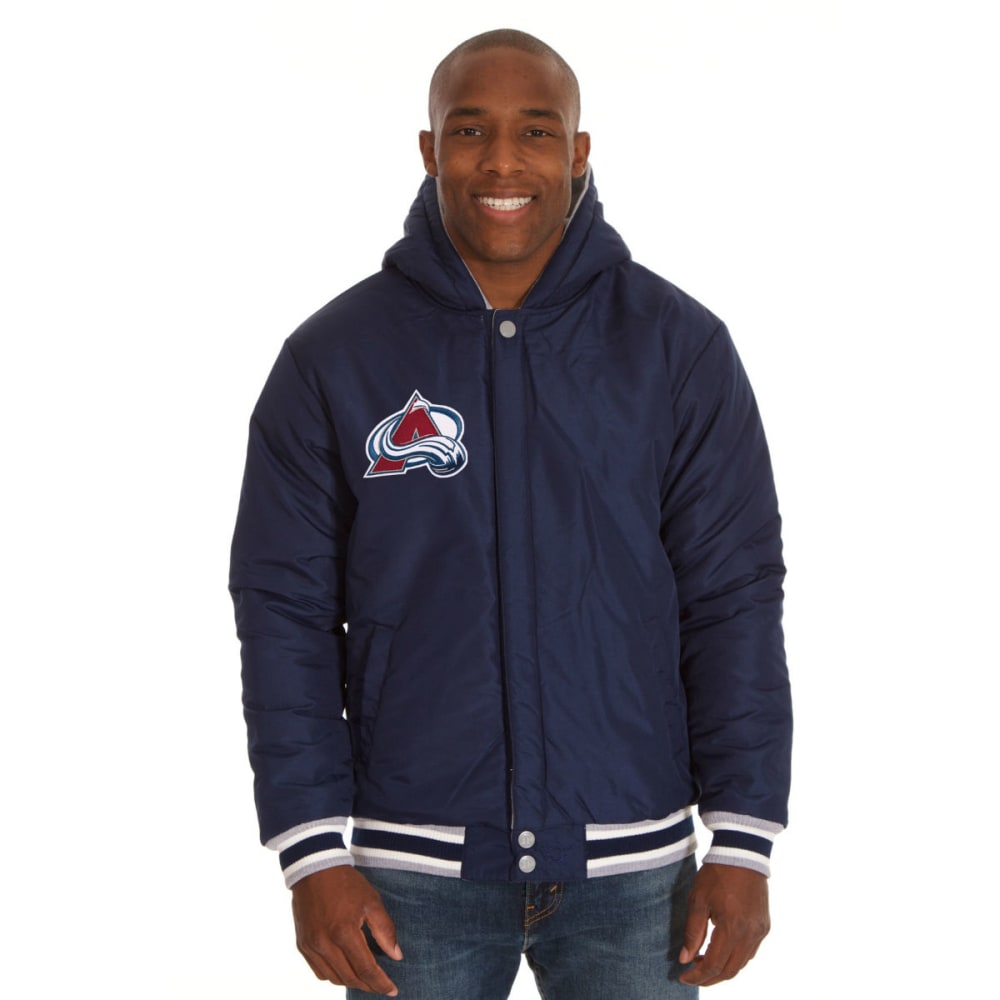 JH Design Colorado Avalanche 3-Time Stanley Cup Champions Reversible Two-Tone Full-Snap Hoodie Jacket - Navy/Gray X-Large