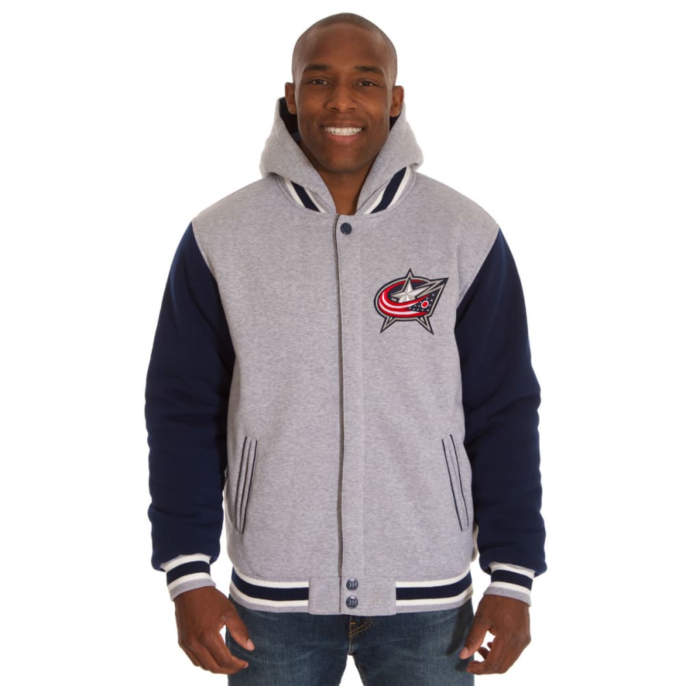 JH DESIGN Men's NHL Columbus Blue Jackets Reversible Fleece Hooded Jacket S