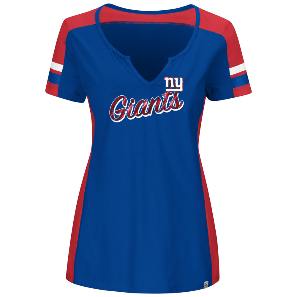 NEW YORK GIANTS Women's Pride Playing V-Neck Short-Sleeve Tee L