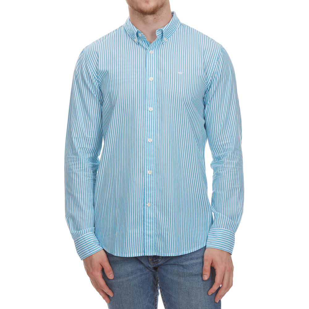 DOCKERS Men's Beach Poplin Stripe Woven Long-Sleeve Shirt M
