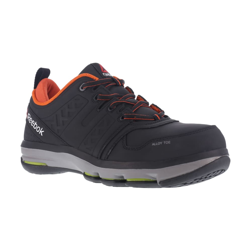 REEBOK WORK Men's DMX Flex Alloy Toe Work Shoes, Black/ Orange, Wide 7