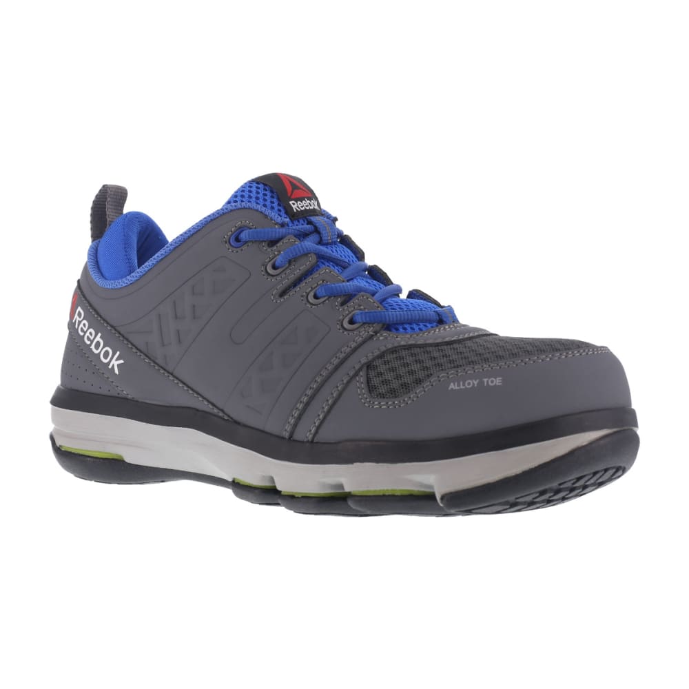 REEBOK WORK Men's DMX Flex Work Alloy Toe Work Shoes, Grey/ Blue, Wide 7