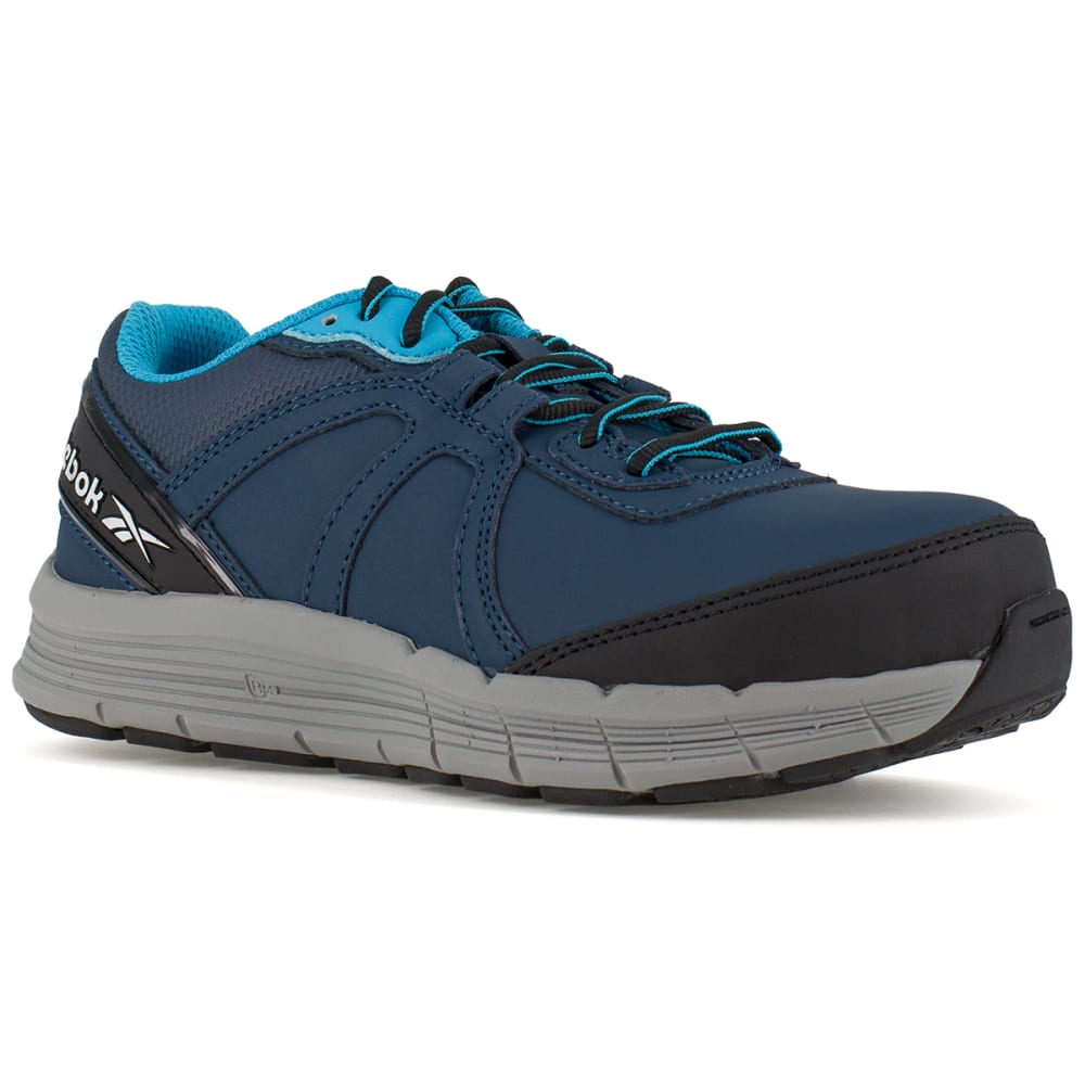 REEBOK WORK Women's Guide Work Steel Toe Work Shoes, Navy/ Light Blue, Wide 6