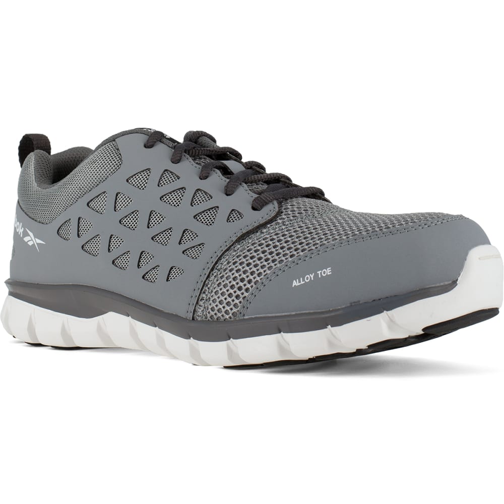 REEBOK WORK Men's Sublite Cushion Work Alloy Toe Work Shoes, Grey, Wide 7