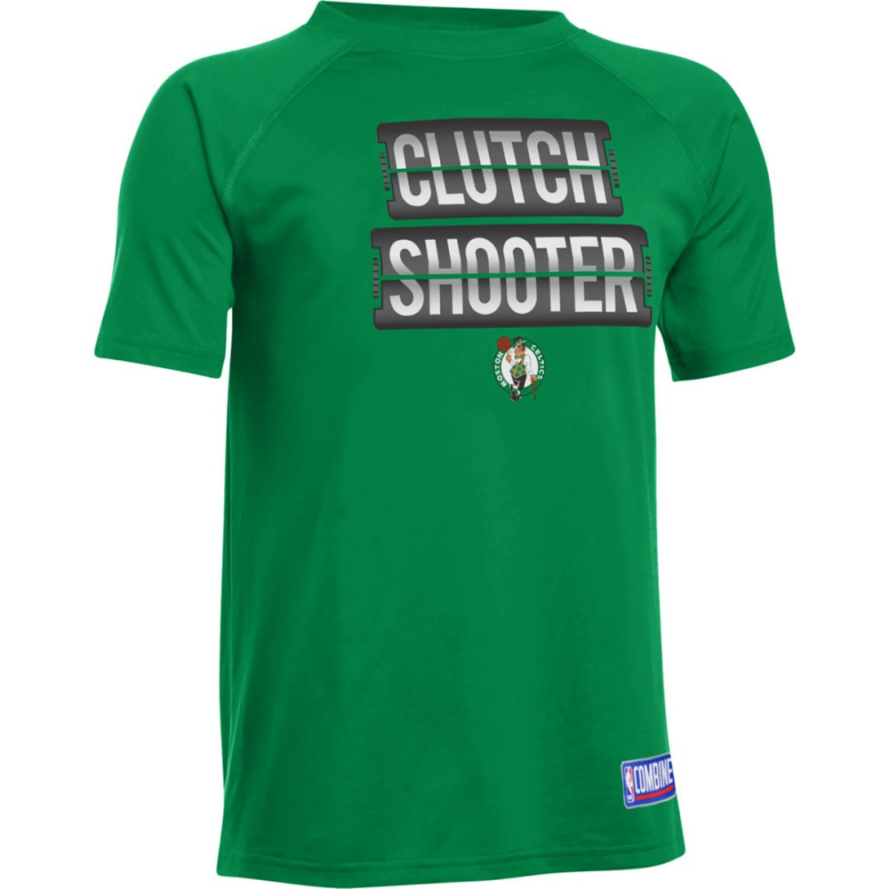 UNDER ARMOUR Big Boys' Boston Celtics Clutch Shooter Poly Tech Short-Sleeve Tee S