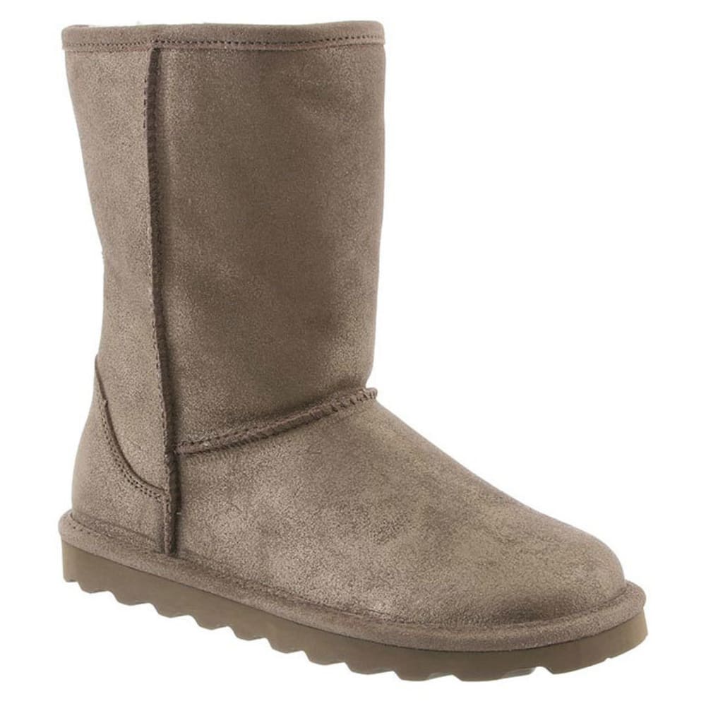 BEARPAW Women's Elle Short Boots, Distressed Metallic Pewter 6