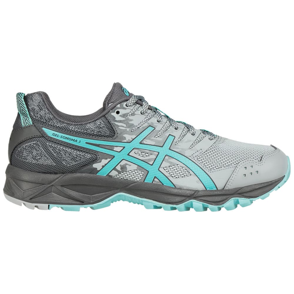 ASICS Women's GEL-Sonoma 3 Trail Running Shoes, Midgrey/Aqua Splash/Carbon, Wide 6
