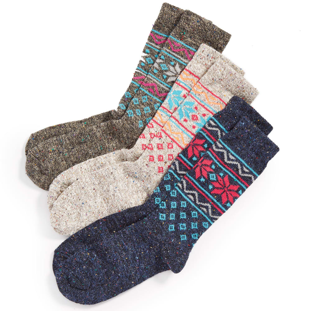 CAROLINA HOSIERY Women's Wintry Mix Crew Socks, 3-Pack 9-11