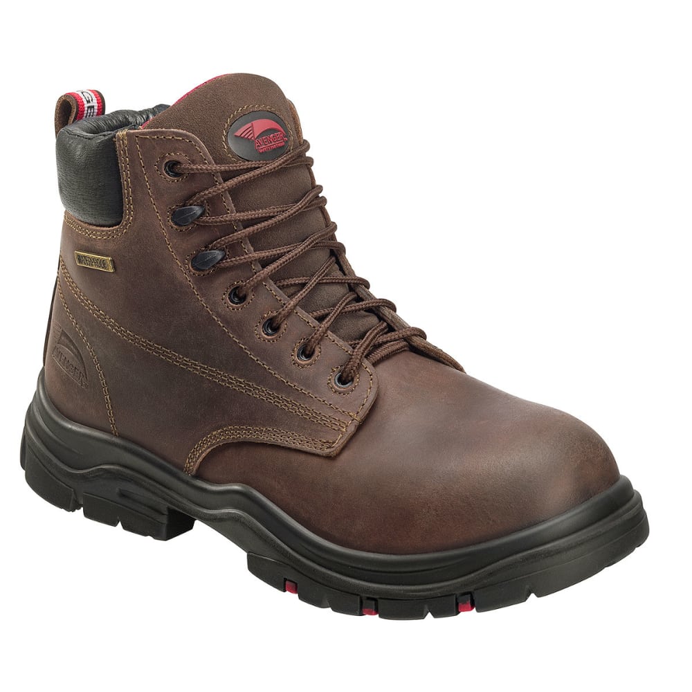 AVENGER Men's 7219 6 in. Comp Toe Waterproof Work Boots, Brown, Wide ...