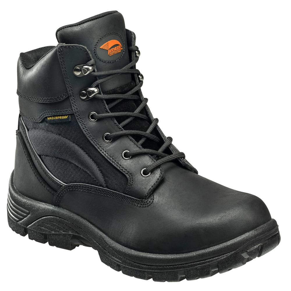 AVENGER Men's 7227 6 in. Steel Safety Toe Work Boots, Black, Medium Width 7