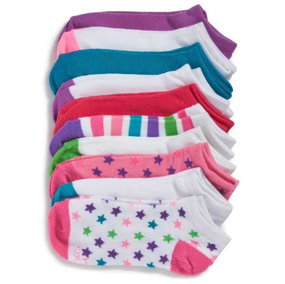 HANES Big Girls' No-Show Socks, 10-Pack M