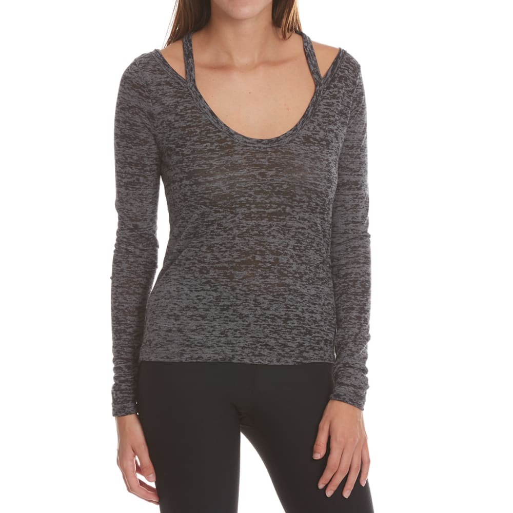 POOF Juniors' Burnout Cutout Long-Sleeve Top S