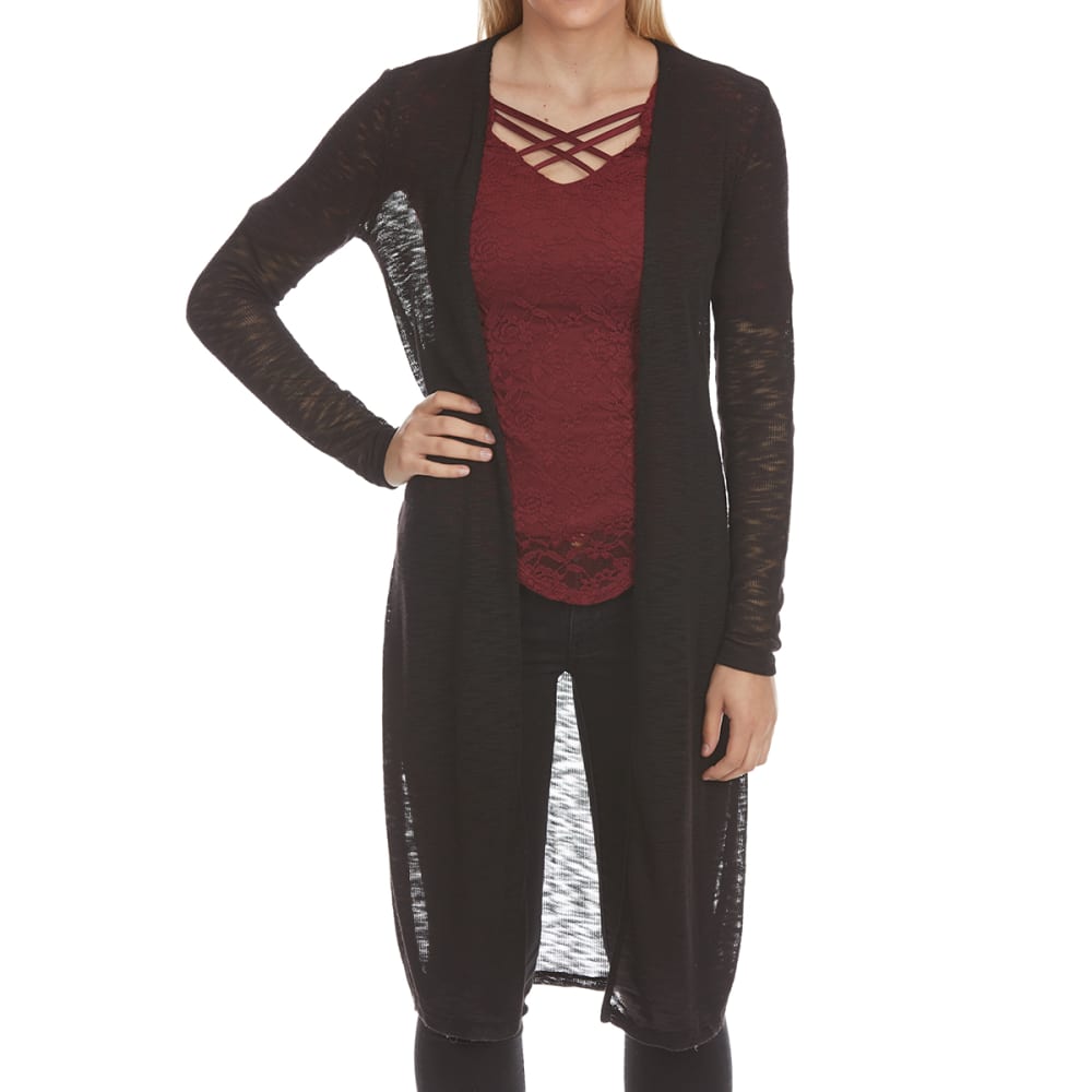 AMBIANCE APPAREL Juniors' Hacci Slub Side-Slit Duster S