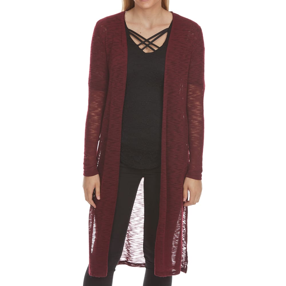AMBIANCE APPAREL Juniors' Hacci Slub Side-Slit Duster S
