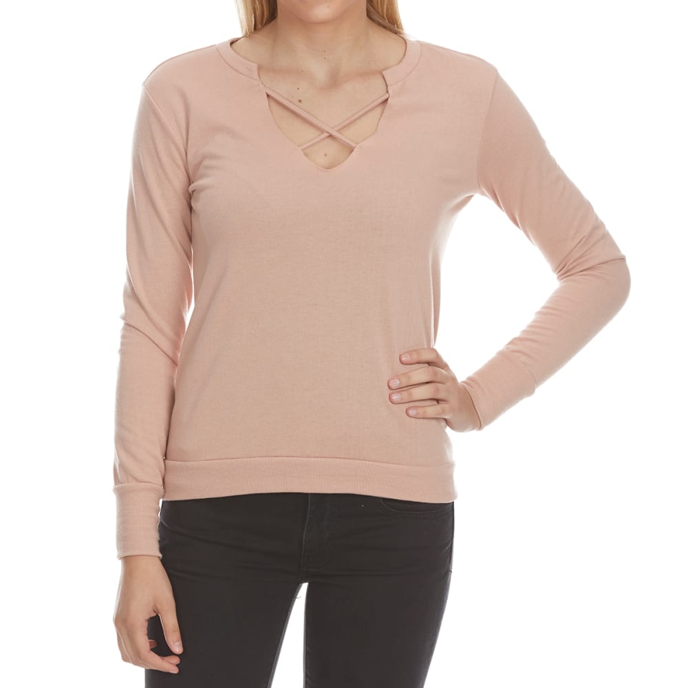 ALMOST FAMOUS Juniors' X-Front French Terry Long-Sleeve Pullover XL