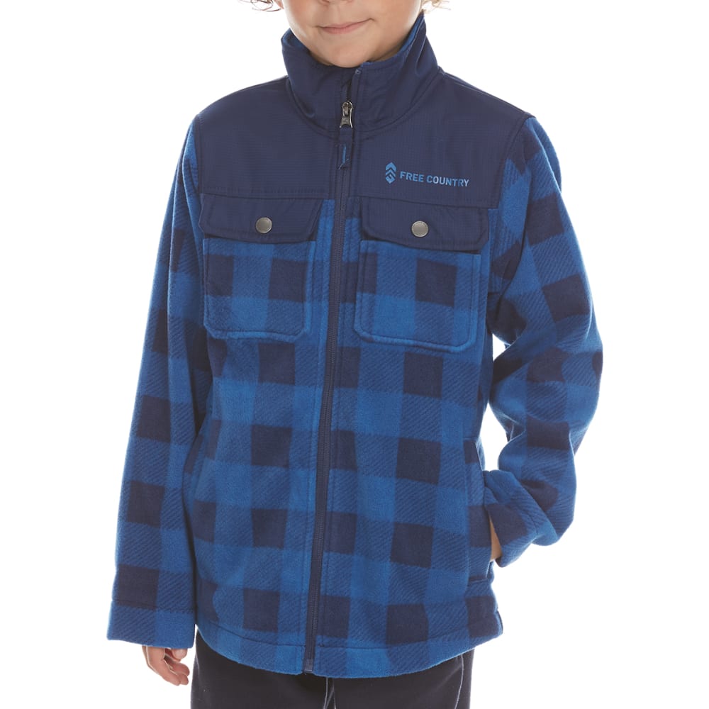 FREE COUNTRY Boys' Cedar Plaid Fleece Shirt Jacket S