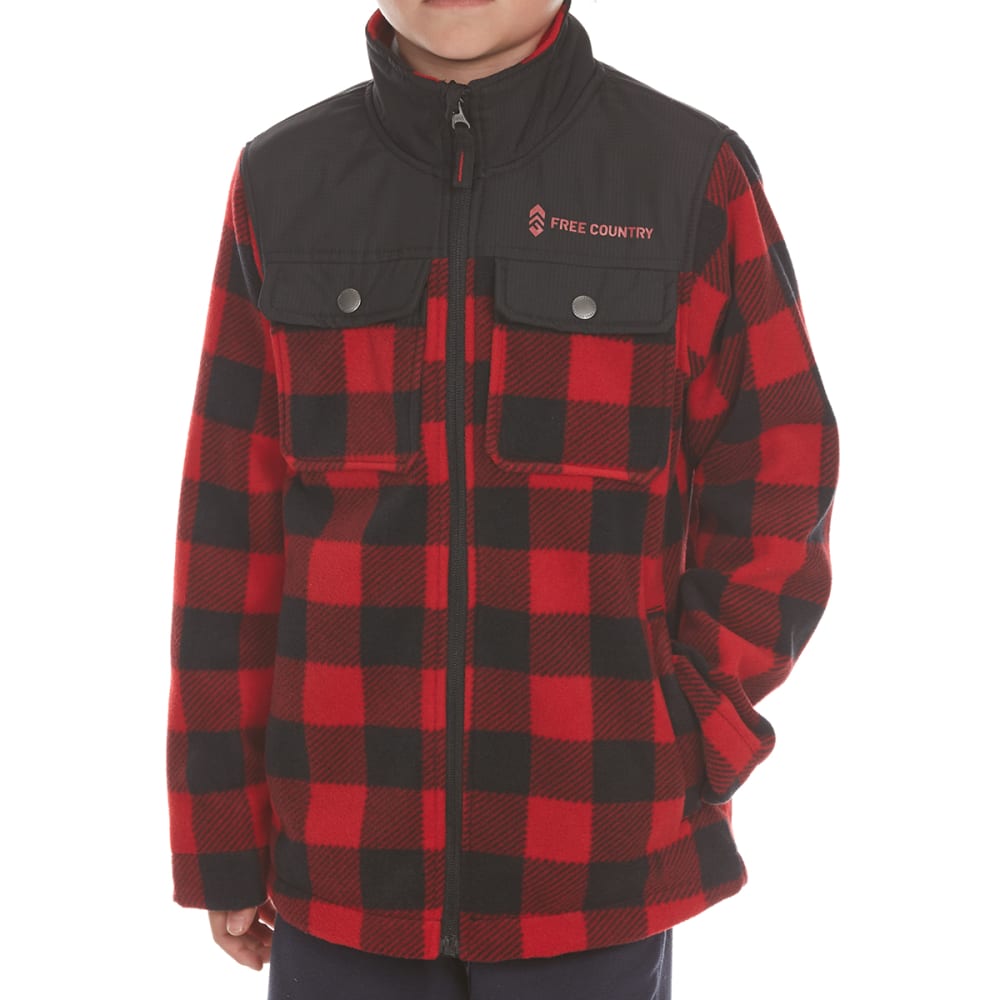 FREE COUNTRY Boys' Cedar Plaid Fleece Shirt Jacket M