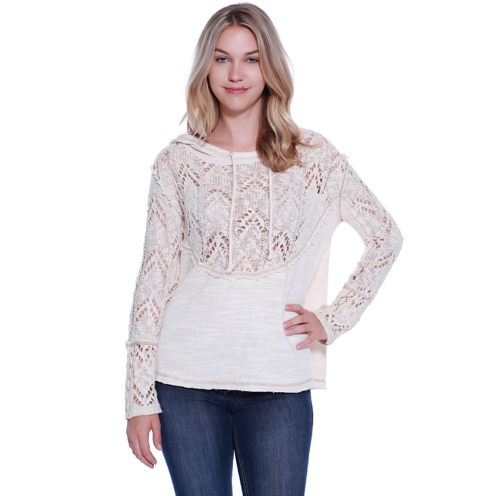 TAYLOR & SAGE Juniors' Pointelle Insert Long-Sleeve Hoodie S