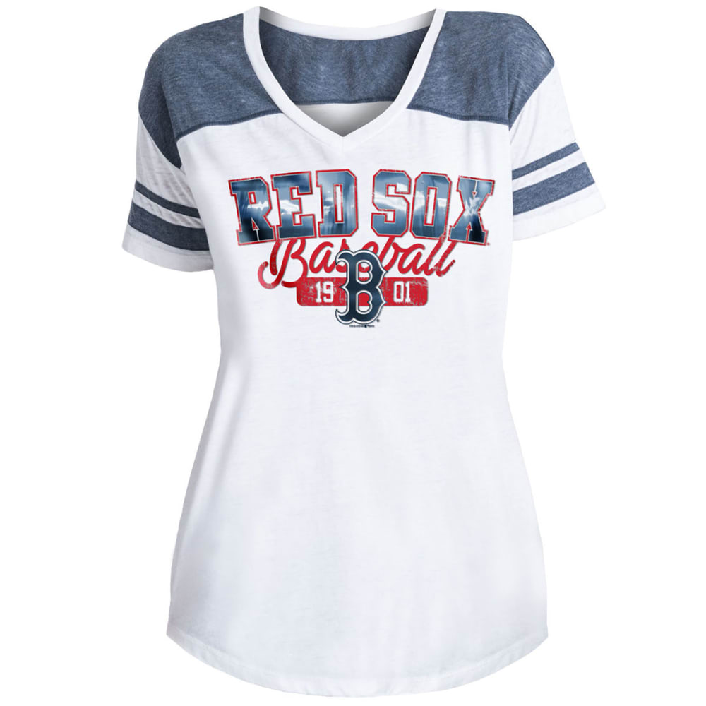BOSTON RED SOX Women's Burnout Wash V-Neck Short-Sleeve Tee S