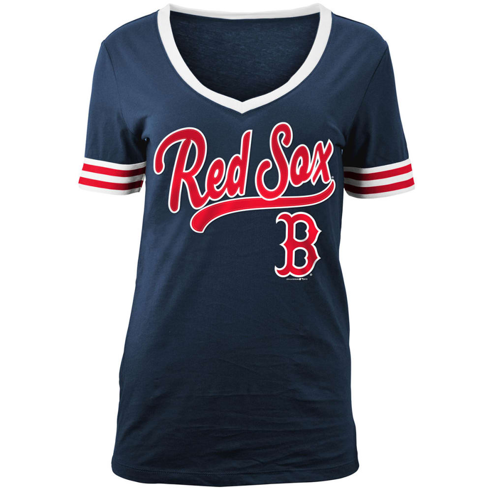 BOSTON RED SOX Women's Baby Jersey V-Neck Tee S