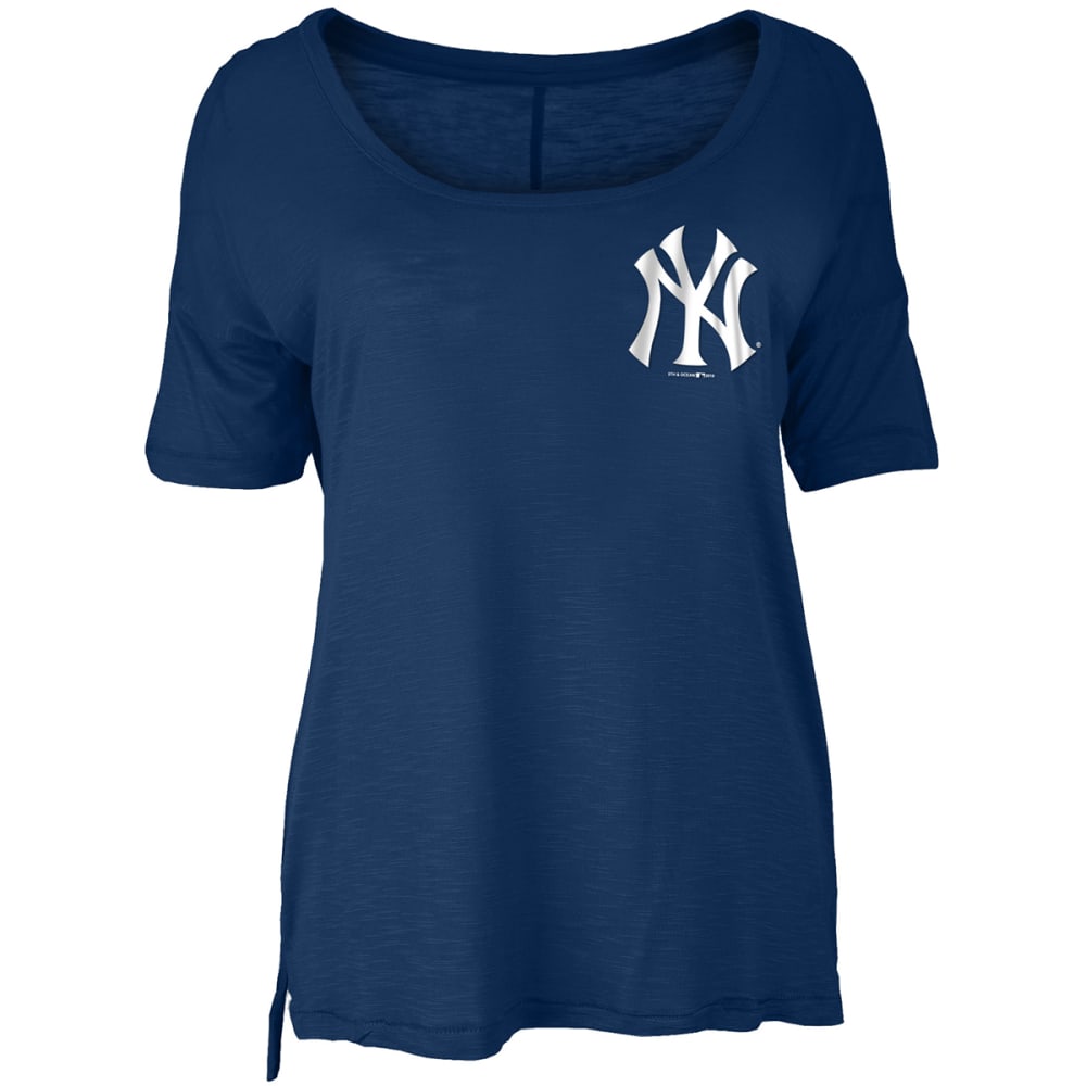 NEW YORK YANKEES Women's Baby Jersey Slub Scoop Neck Long-Sleeve Tee S