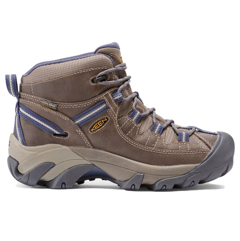 KEEN Women's Targhee II Mid Waterproof Hiking Boots, Goat/Crown Blue 6