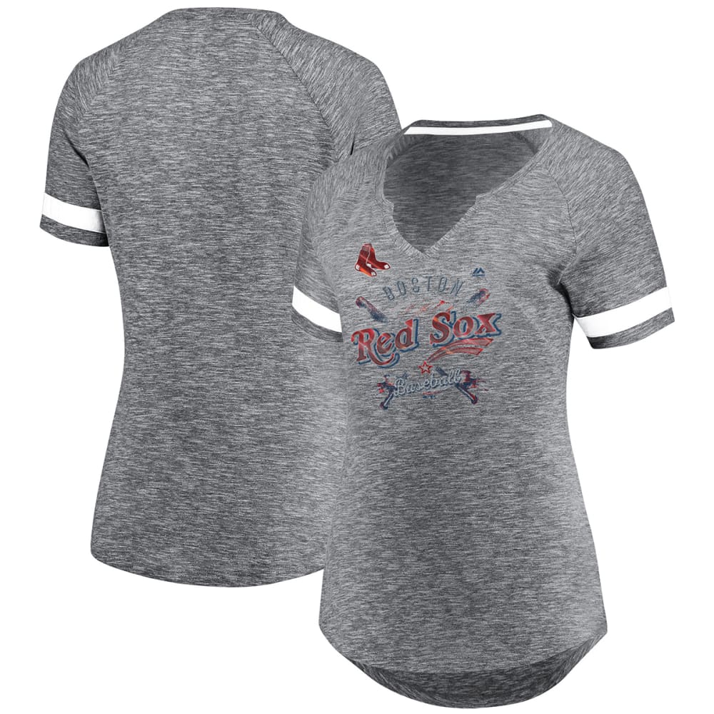 BOSTON RED SOX Women's Riveting Notch Neck Short-Sleeve Tee M
