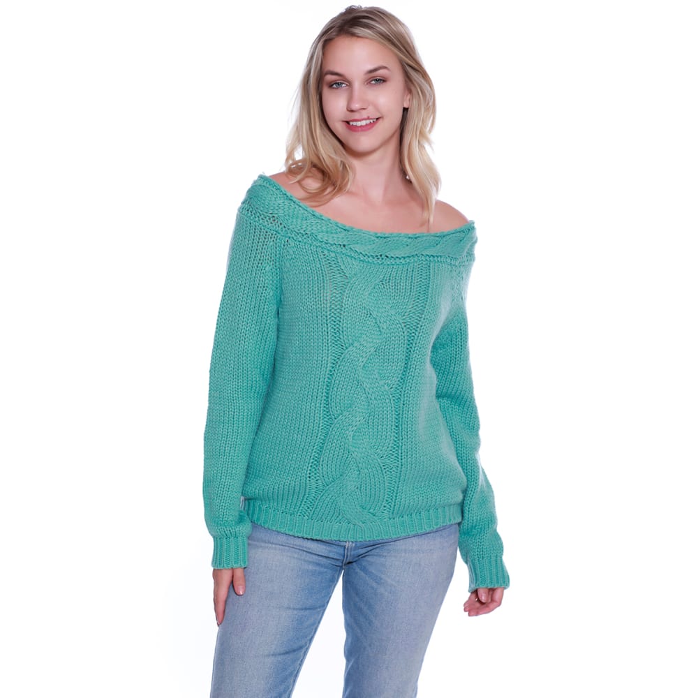 TAYLOR & SAGE Juniors' Cable Boatneck Long-Sleeve Sweater S