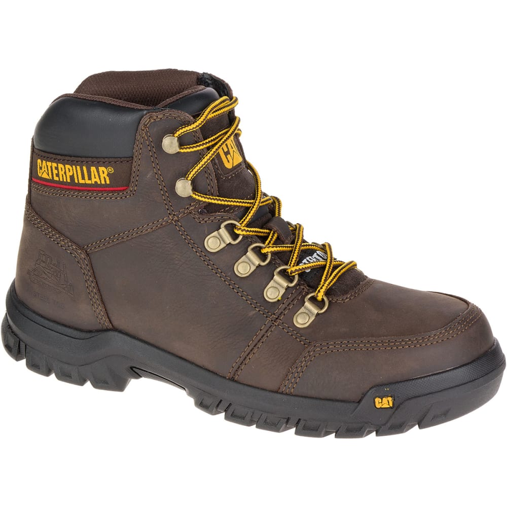 CATERPILLAR Men's 6 in. Outline Steel Toe Work Boots, Seal Brown 8