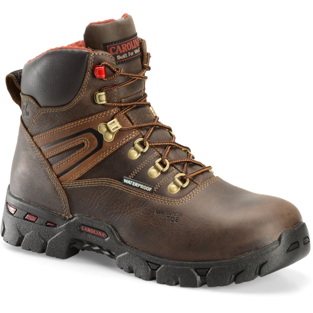 CAROLINA Men's 6 in. Coiler Lo Waterproof Composite Toe Work Boots, Dark Brown 8