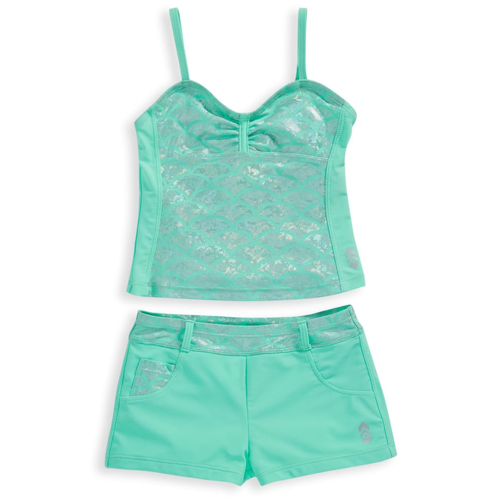 FREE COUNTRY Little Girls' Shiny Seashell Bandeaux Tankini Set 5