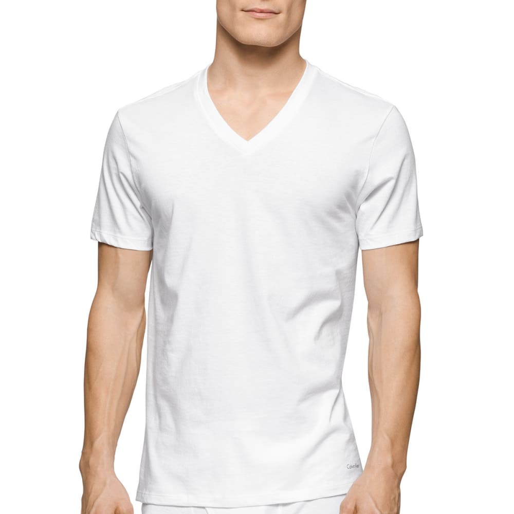 CALVIN KLEIN Men's Stretch Classic V-Neck Short-Sleeve Undershirts, 2 ...