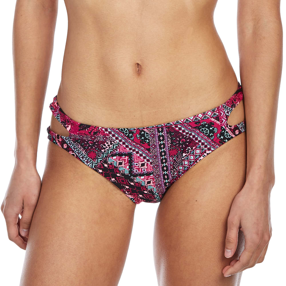 ISLAND SOUL Juniors' Zig Zag Patchwork Cutout Bikini Bottoms L