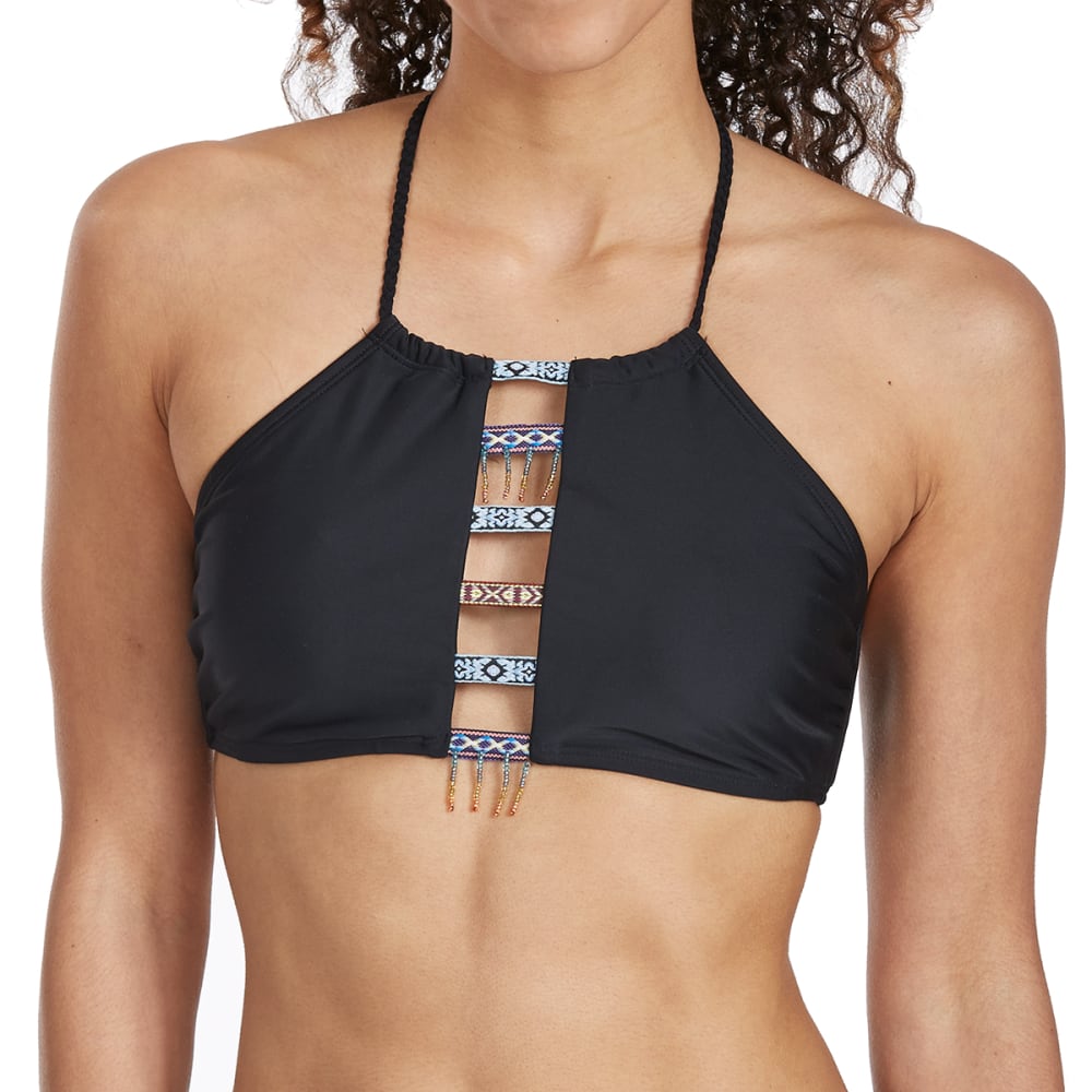 ISLAND SOUL Juniors' Friendship Bracelet High-Neck Bikini Top L