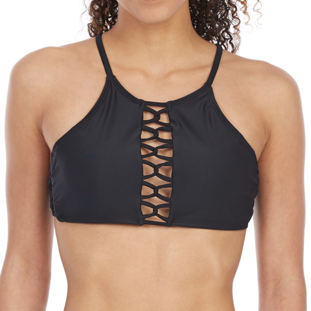HOT WATER Juniors' High-Neck Halter Bikini Top S