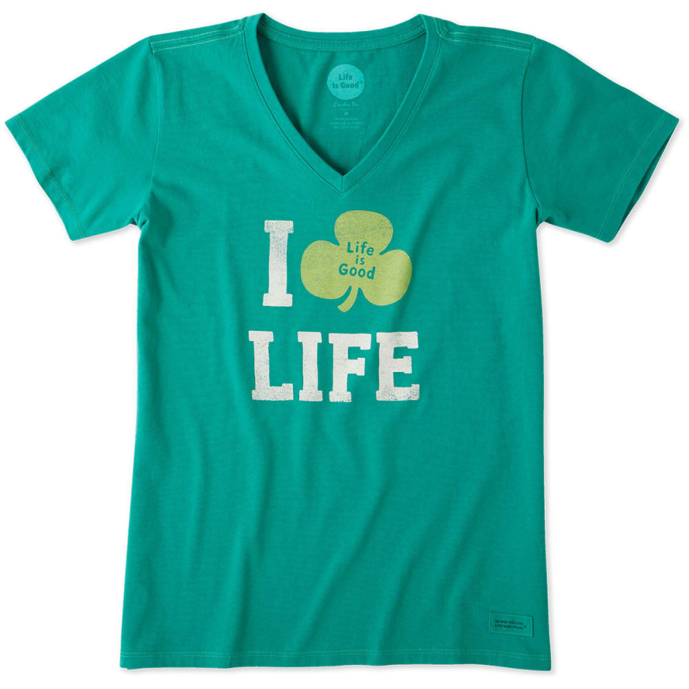 LIFE IS GOOD Women's Clover Life Crusher Vee Neck Tee S