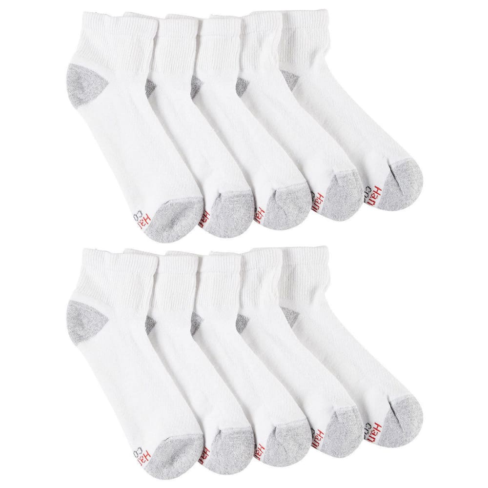 HANES Men's Ultimate Quarter Socks, 10-Pack M