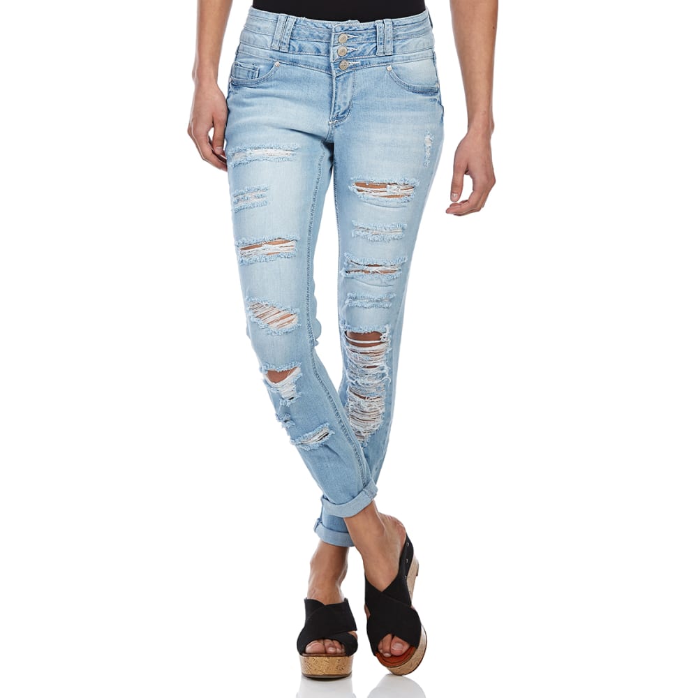 BLUE SPICE Juniors' Triple-Stack Destruction Skinny Jeans - Bob’s Stores