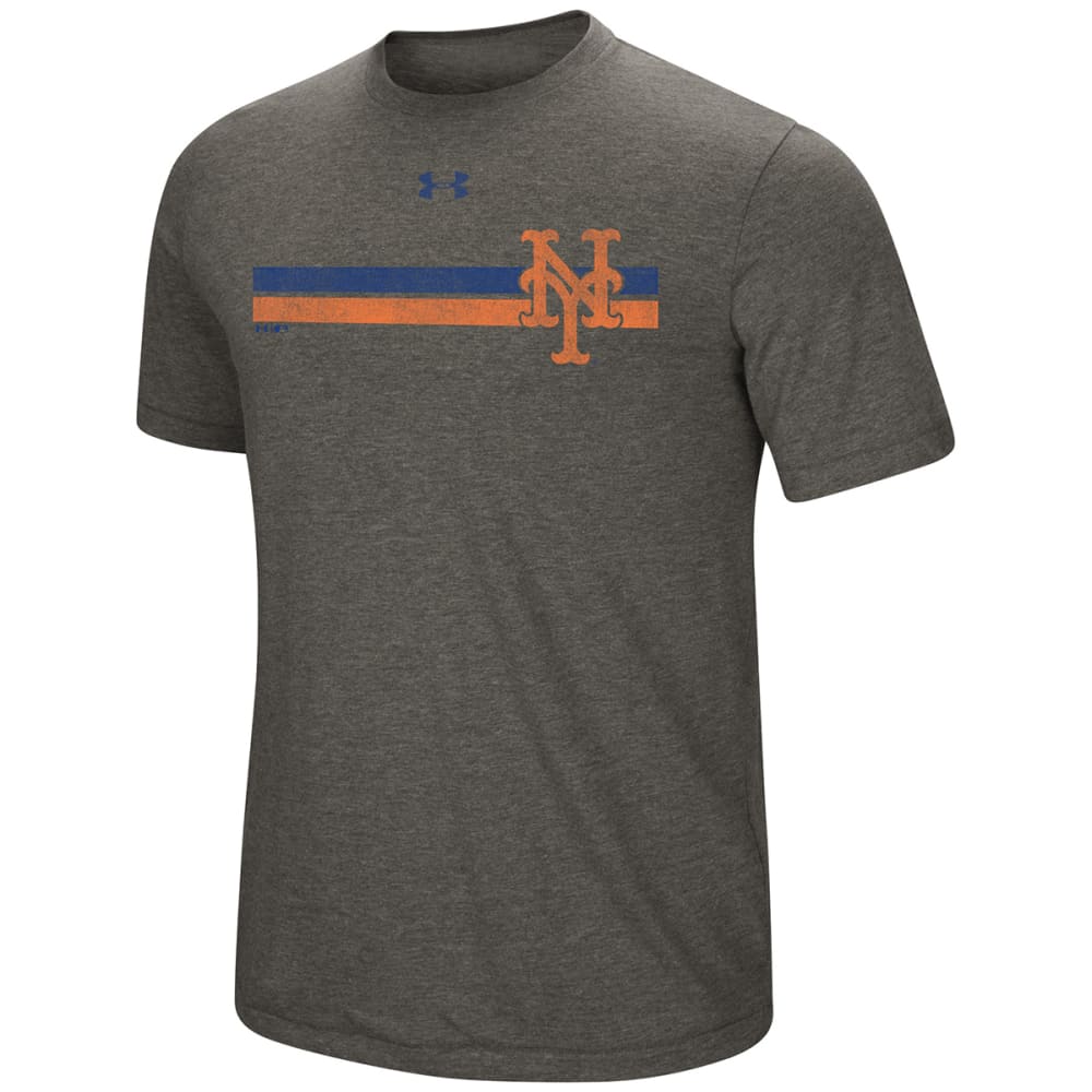 UNDER ARMOUR Men's New York Mets Tri-Blend Stripe Logo Short-Sleeve Tee M