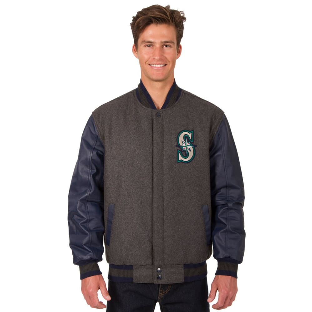 SEATTLE MARINERS Men's Wool and Leather Reversible One Logo Jacket S