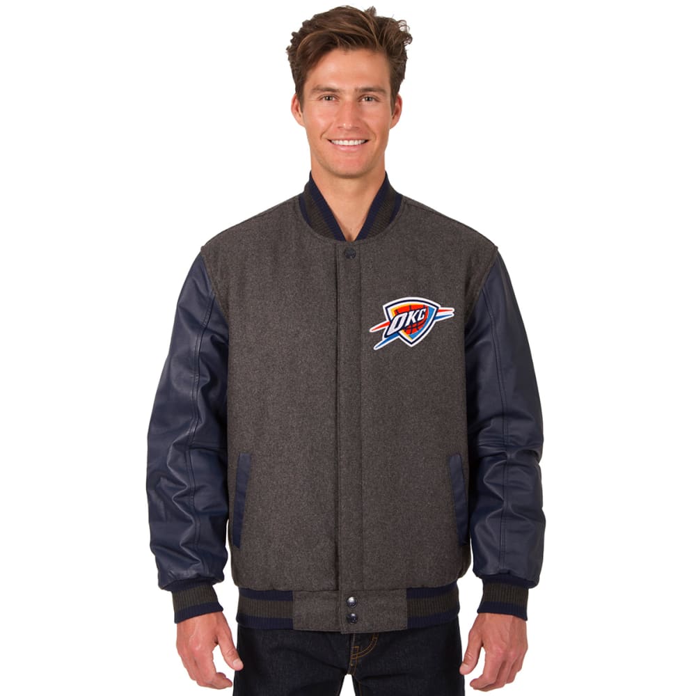 OKLAHOMA CITY THUNDER Men's Wool and Leather Reversible One Logo Jacket M