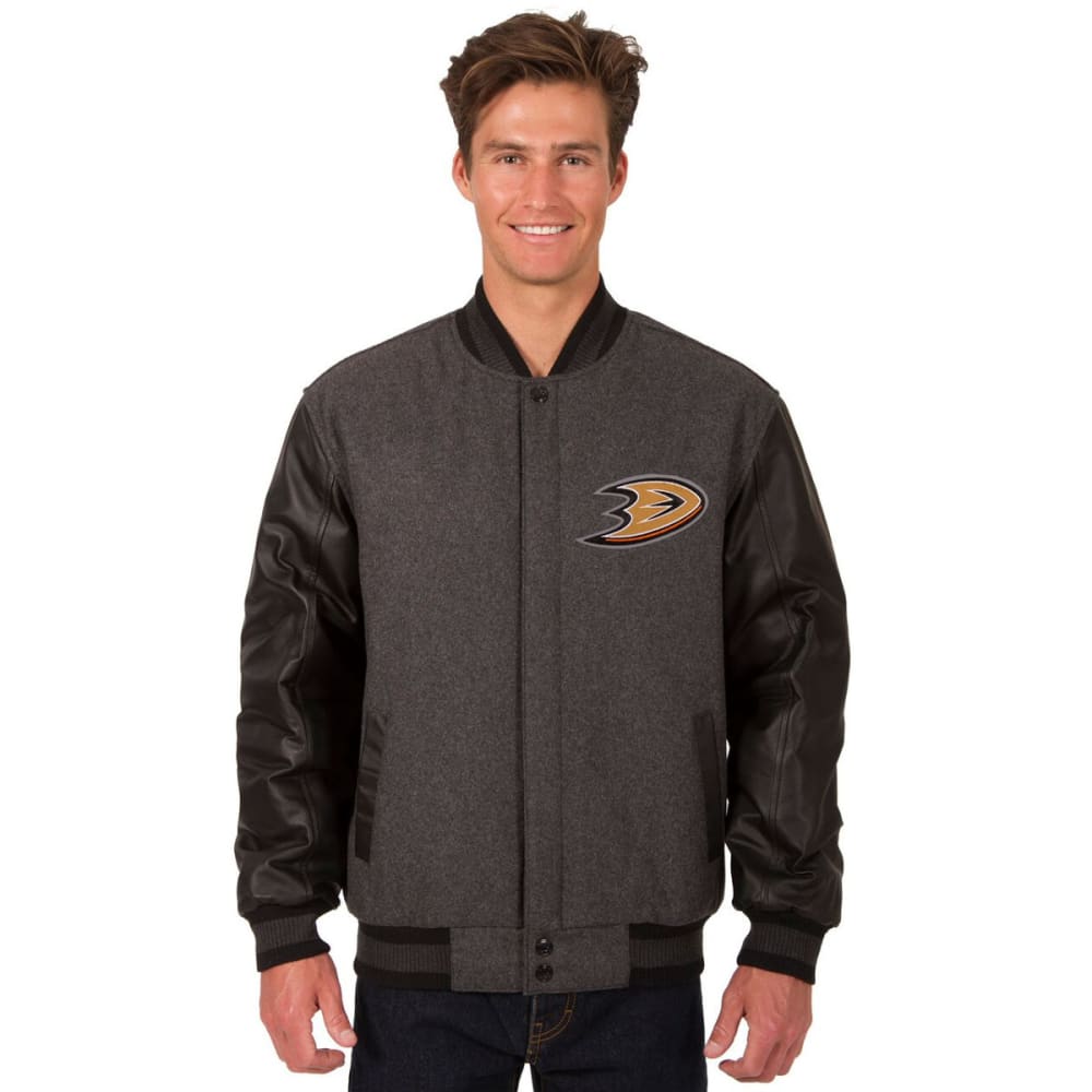 ANAHEIM DUCKS Men's Wool and Leather Reversible One Logo Jacket S