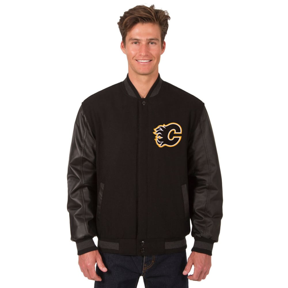 CALGARY FLAMES Men's Wool and Leather Reversible One Logo Jacket S