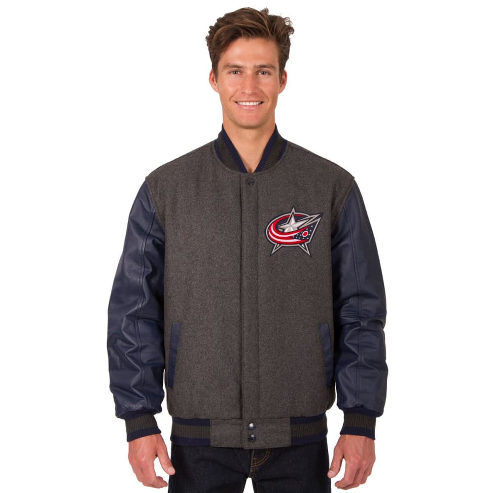 COLUMBUS BLUE JACKETS Men's Wool and Leather Reversible One Logo Jacket S