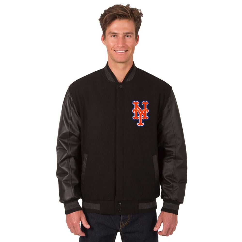 NEW YORK METS Men's Wool and Leather Reversible One Logo Jacket S