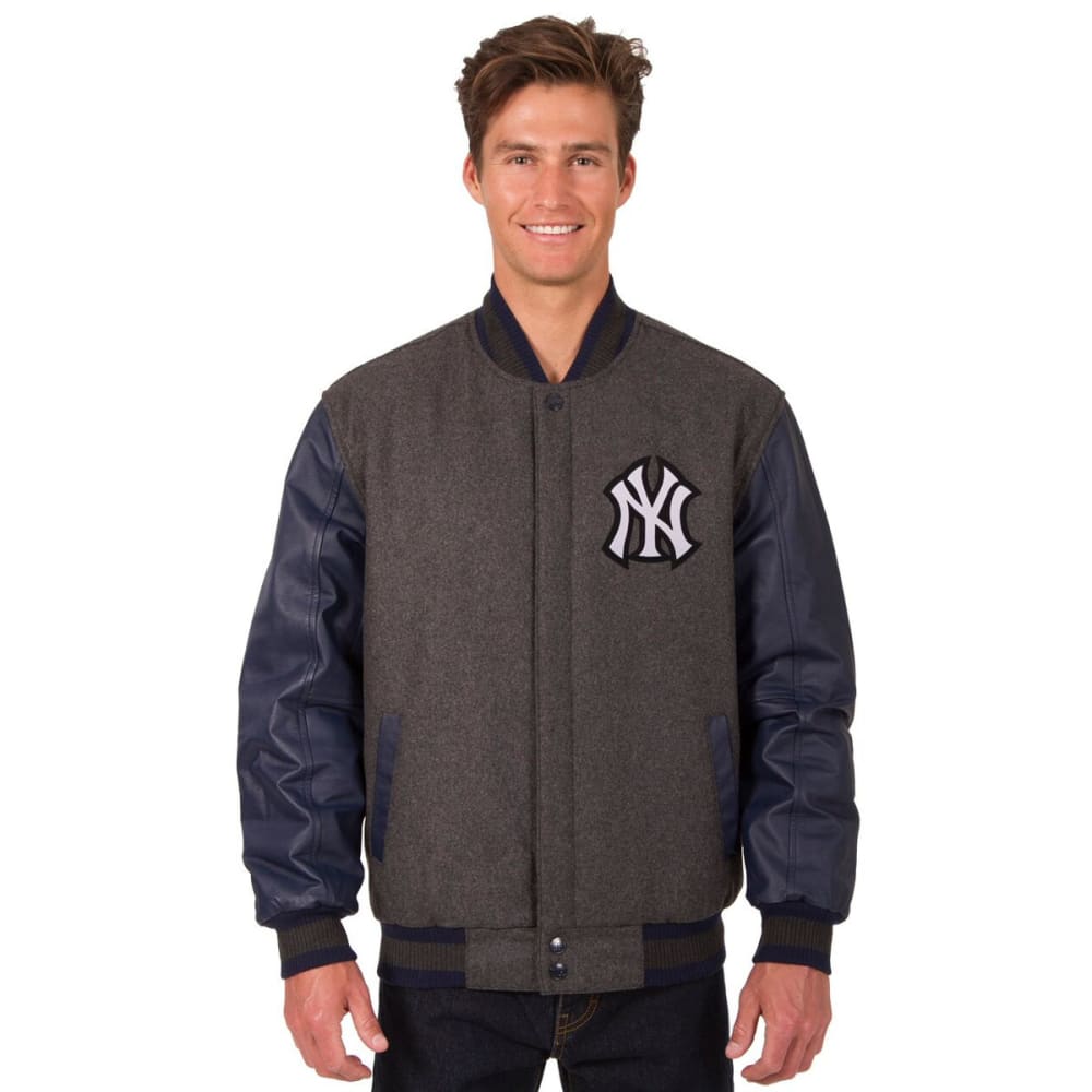 NEW YORK YANKEES Men's Wool and Leather Reversible One Logo Jacket S