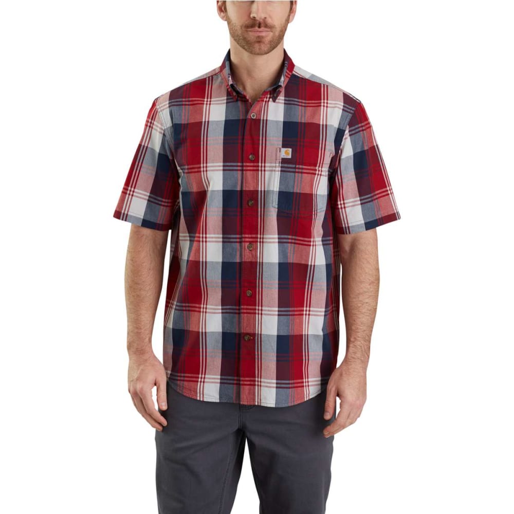 CARHARTT Men's Essential Plaid Button Down Short-Sleeve Shirt - Bob’s ...