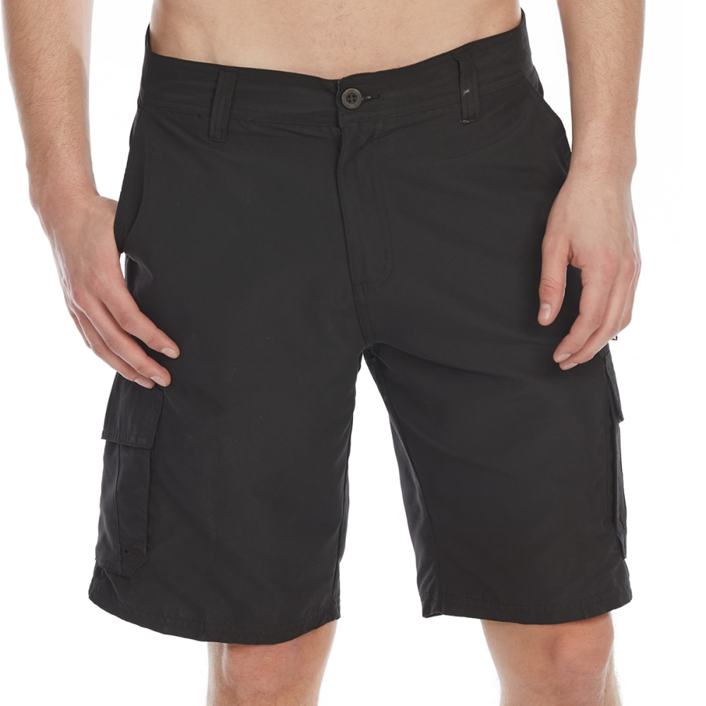 BURNSIDE Guys' Microfiber Traveler Solid Cargo Shorts 30